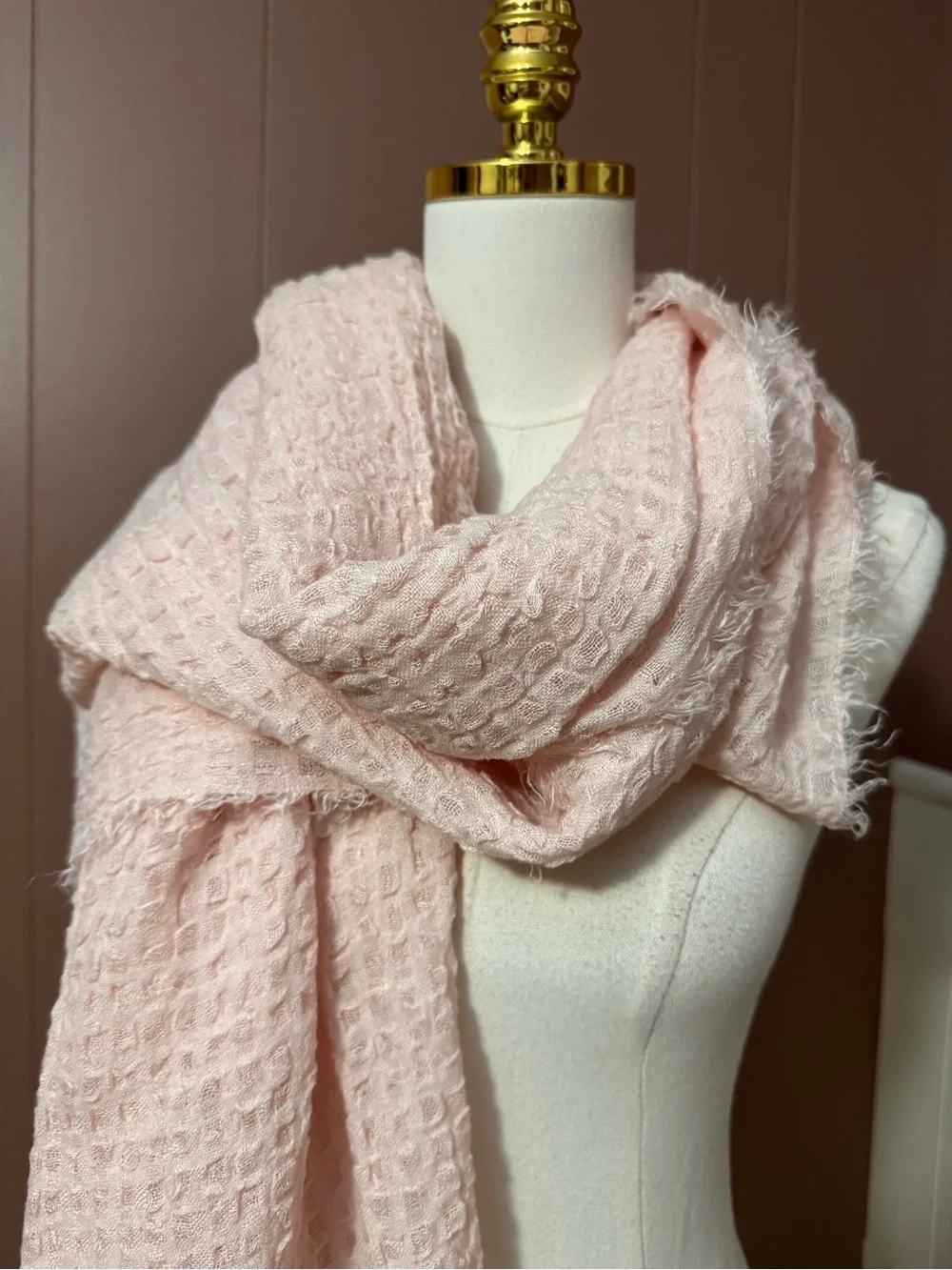 Free People Long Weekend Waffle Knit Scarf Linen Blend